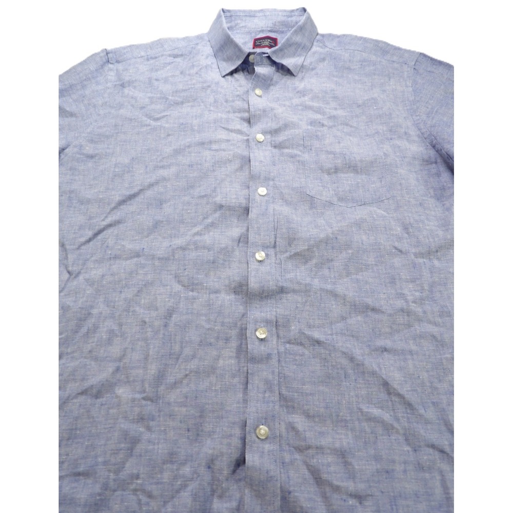 UNTUCKit Valente WR Short Sleeve Button Down 100% Linen Shirt Men XL Blue Casual - Picture 10 of 16
